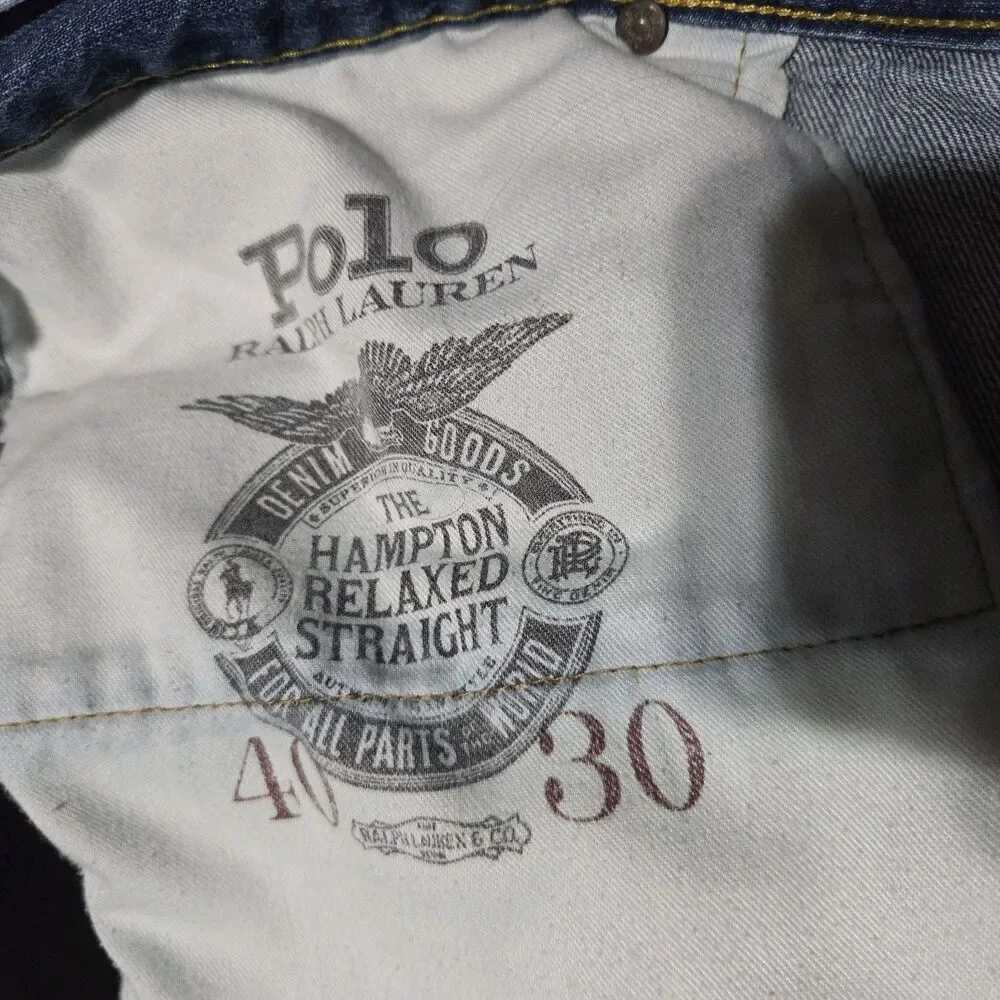 Polo Ralph Lauren Jeans Mens (42x30) 40x30 Blue The Hampton Relaxed Straight